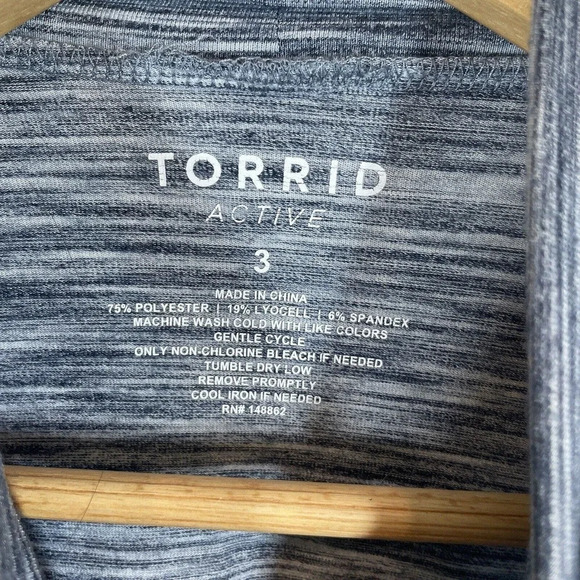 Torrid Active Size 3 Gray Heather Long Sleeve Top Ruched Mock Neck Stretch - Picture 2 of 7